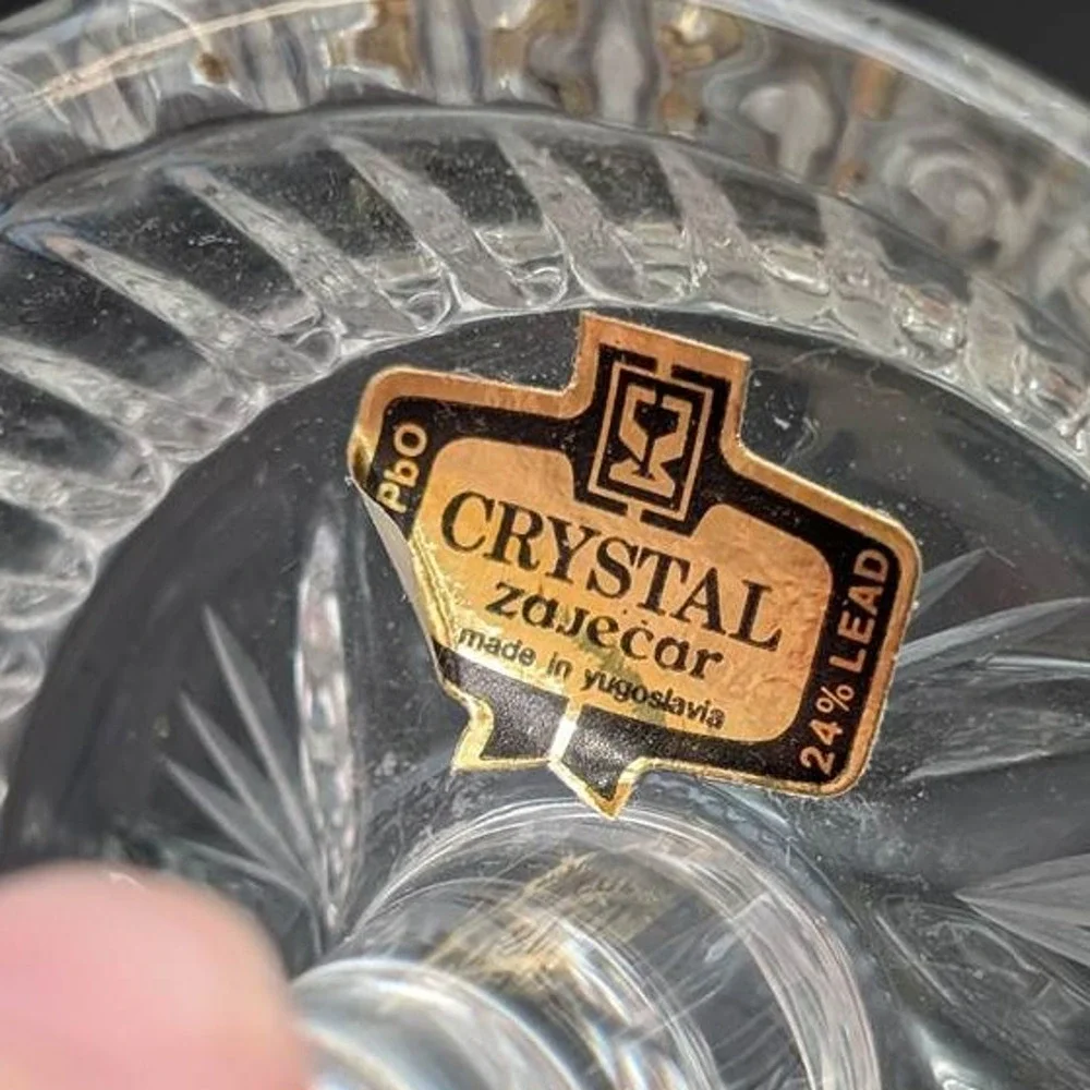 Vtg Forever Crystal Ring Holder Clear Zajecar Glass Original Box Vanity Dresser